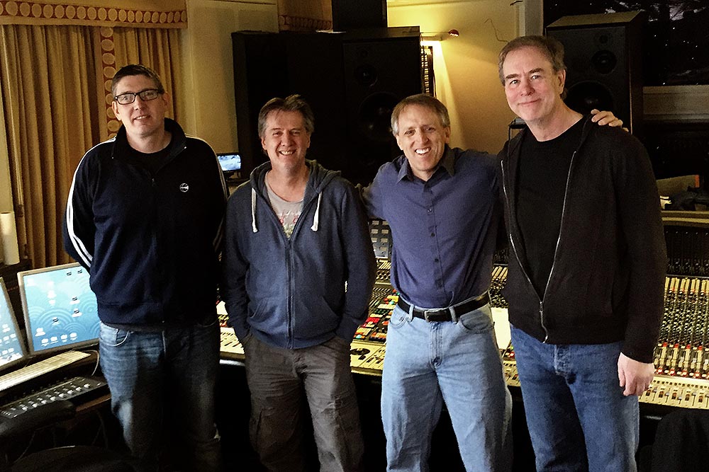 Shunyata's Grant Samuelsen with Astoria Studio manager Phil Taylor and Mastering Engineer Andy Jackson.