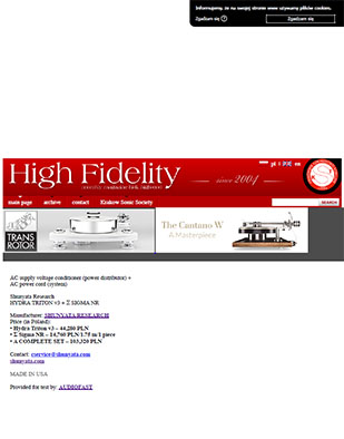 High Fidelity Issue 162 - Review Of Shunyata Hydra Triton v3 & Sigma NR Power Cable