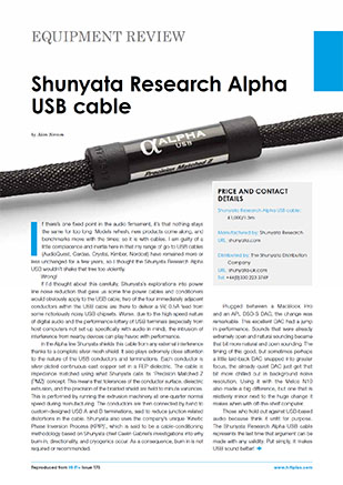 Shunyata Research Alpha USB Cable