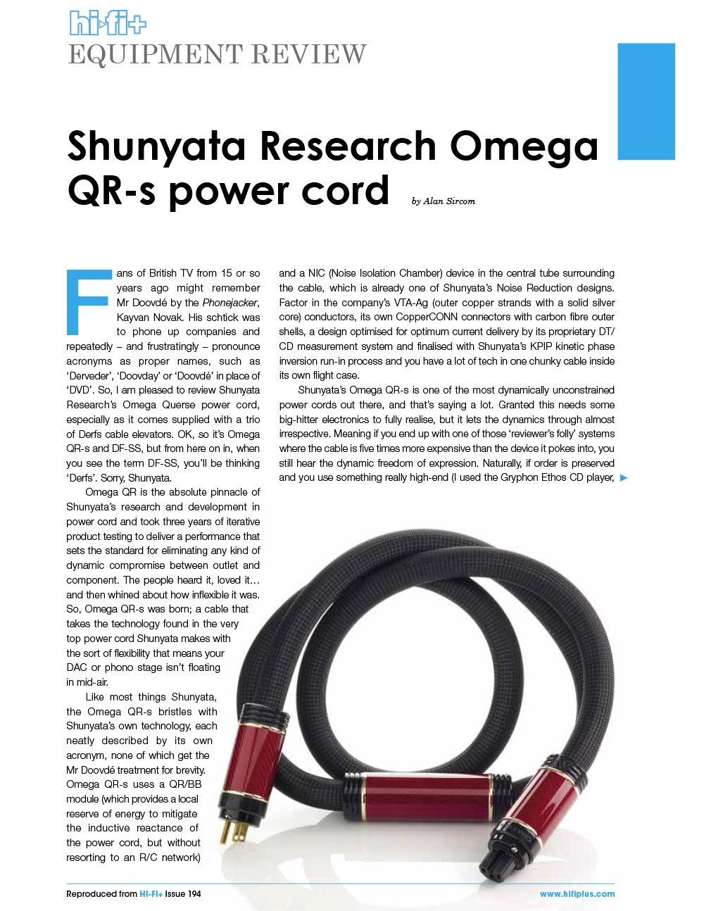 Omega QR-S hi-fi review page 1